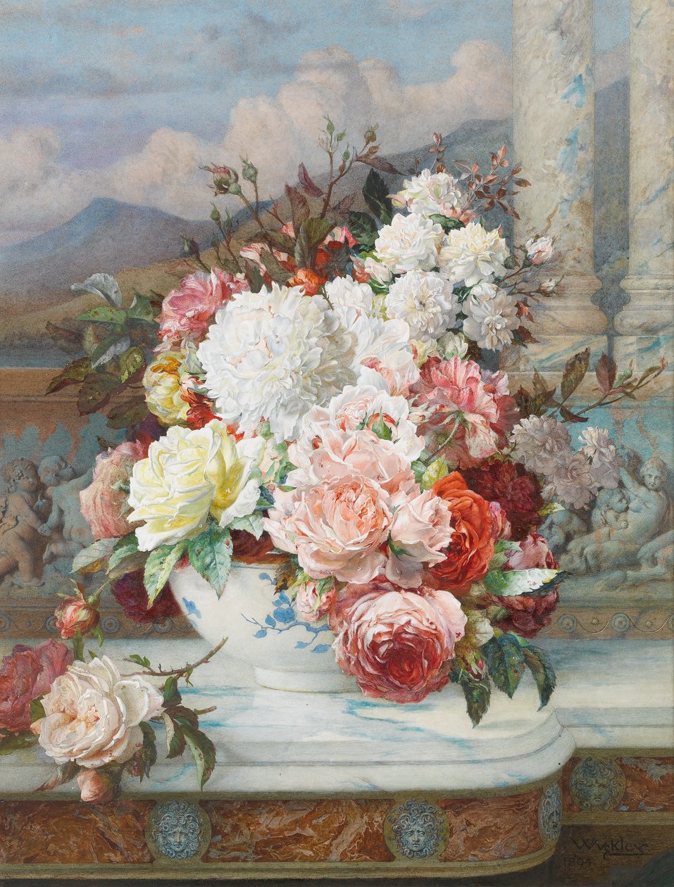 Roses on a Marble Ledge, 1894 av William Jabez Muckley