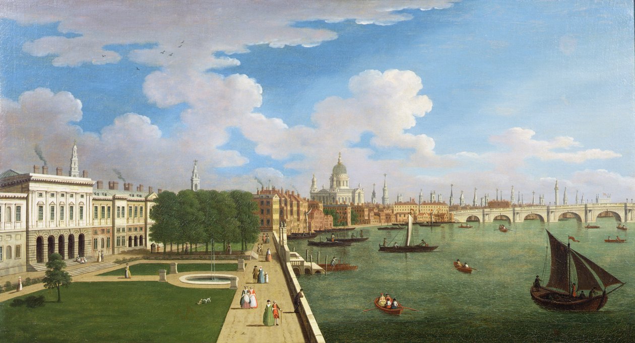 En panoramautsikt over Themsen med St. Paul's av William James