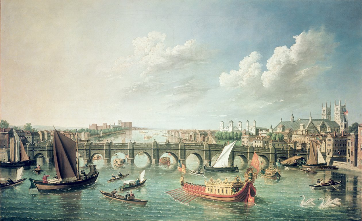 Themsen under Westminster Bridge av William James