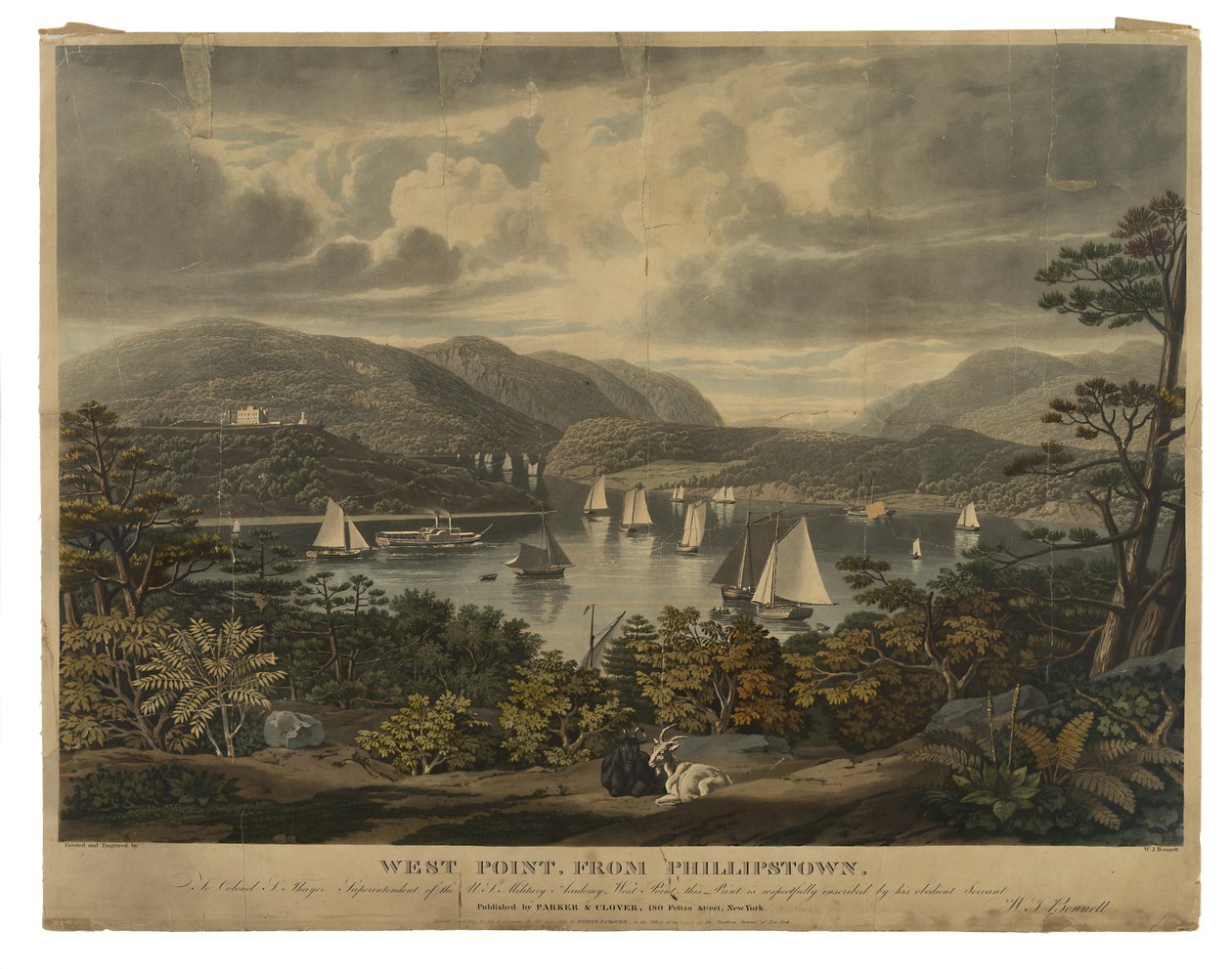 West Point, fra Phillipstown, udatert av William James Bennett