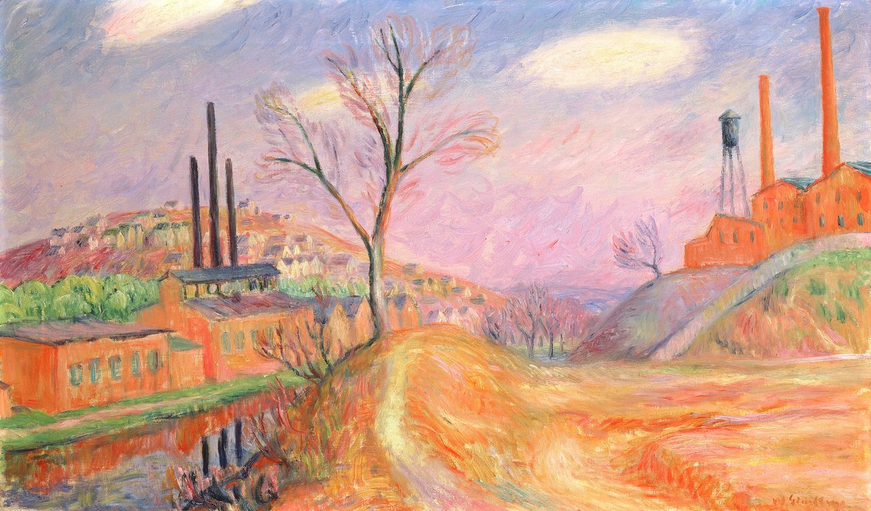 Fabrikker i et landskap av William James Glackens