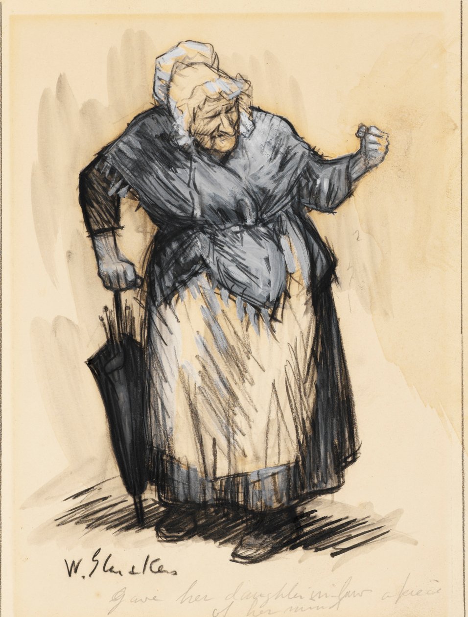 Ga svigerdatteren sin en Piece of her Mind (blandet media på papir) av William James Glackens