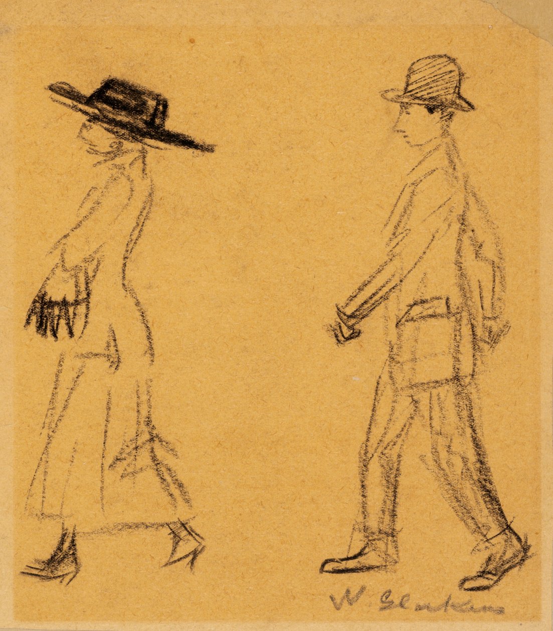 Mann følger kvinne (kull på papir) av William James Glackens
