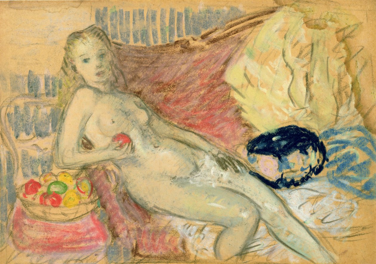 Studer for naken med Apple av William James Glackens