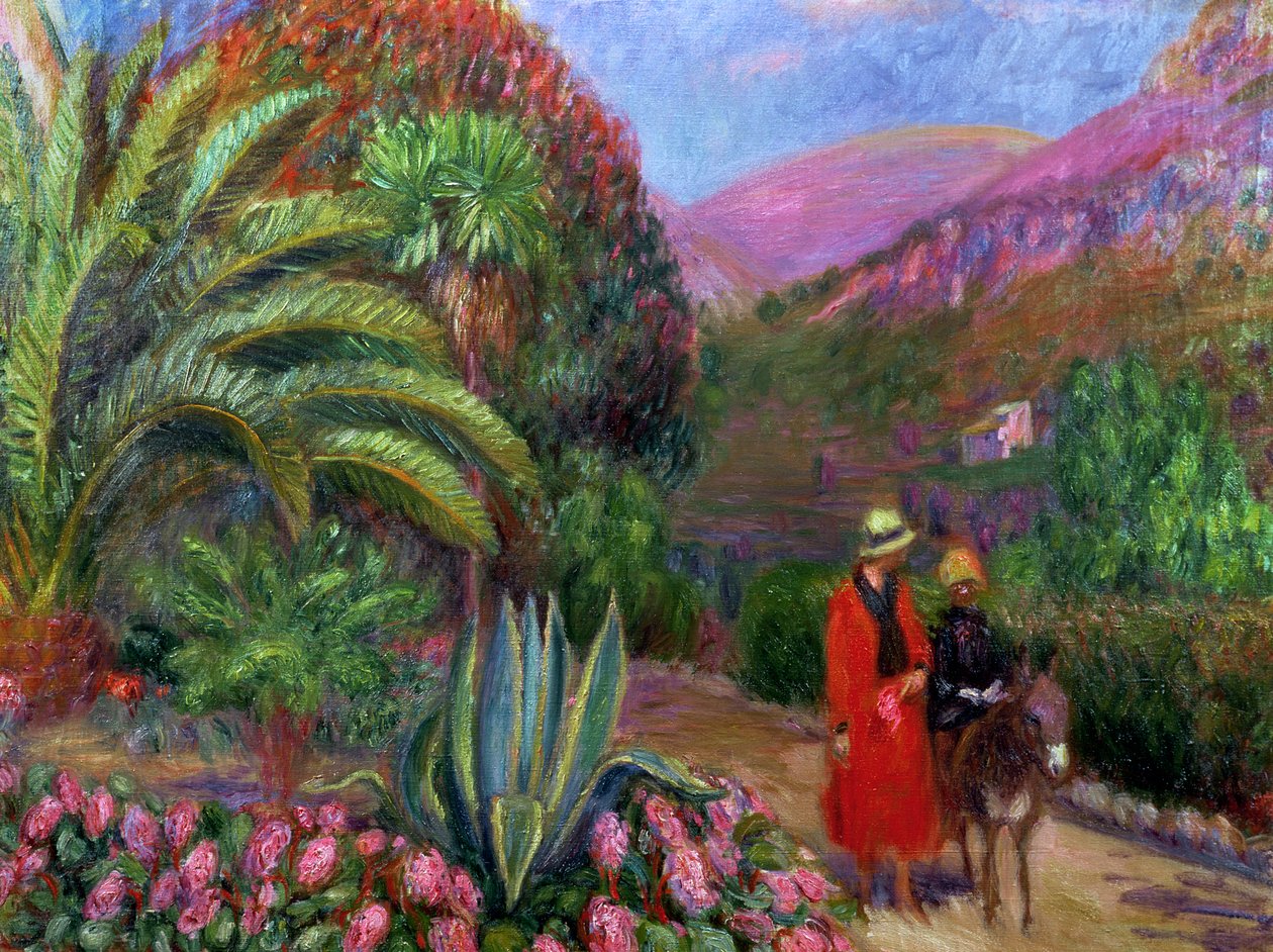 Kvinne med barn på et esel, ca. 1925 av William James Glackens