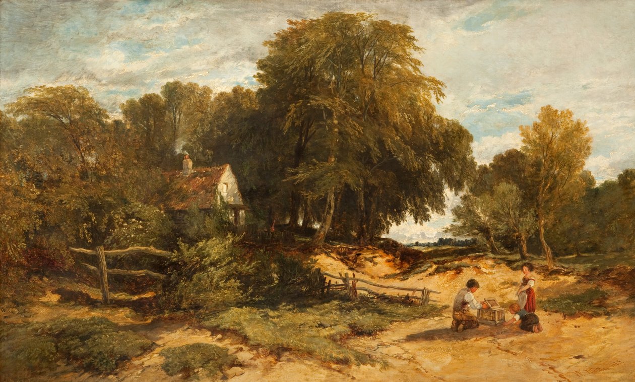 Skoglandskap med barn, 1845 av William James Muller