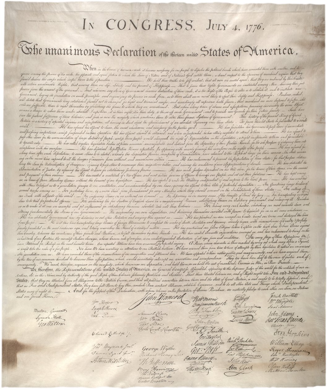 Uavhengighetserklæring, 1776, 1. januar 1823 (faksimile på vellum) av William James Stone