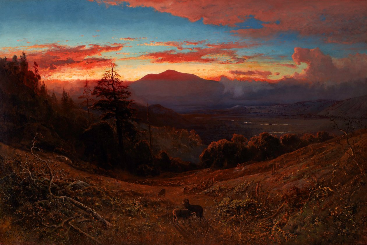 Solnedgang på Diablo -fjellet (Marin Sunset) av William Keith