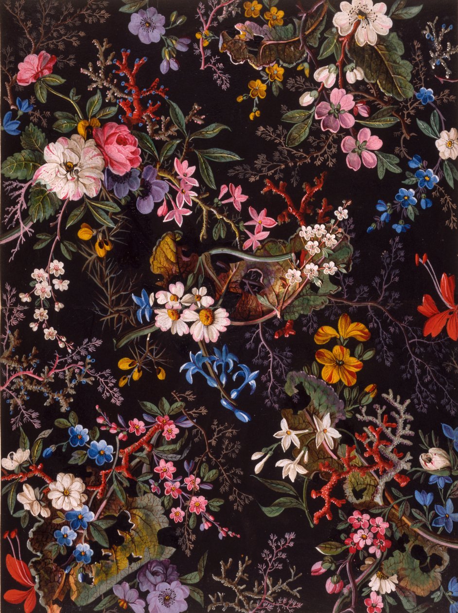 Tekstildesign, ca. 1788-92 (wc på papir) av William Kilburn