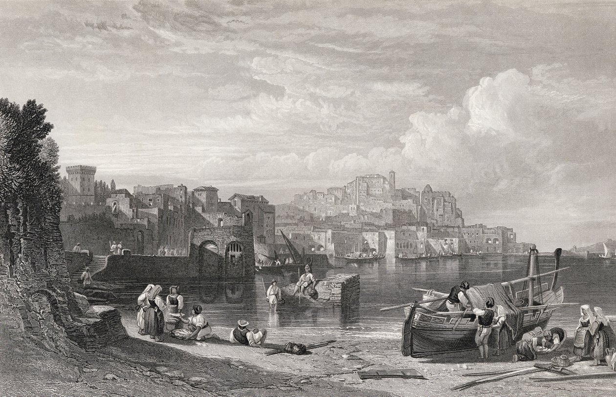 Pozzuoli, den eldgamle byen Puteoli, gravert av William Richardson (1842-77) fra 