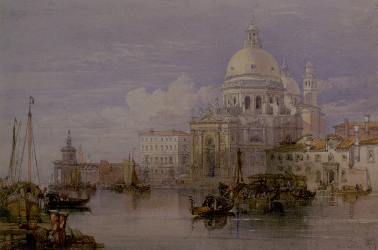 Santa Maria della Salute fra Canal Grande, Venezia, 1800-tallet (akvarell) av William Leighton Leitch
