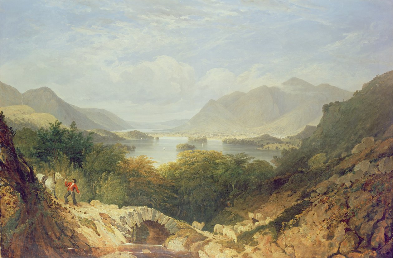 Derwent Water med Ashness Bridge av William Linton