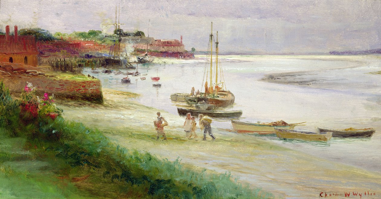 Familie går i land ved lavt vann av William Lionel Wyllie