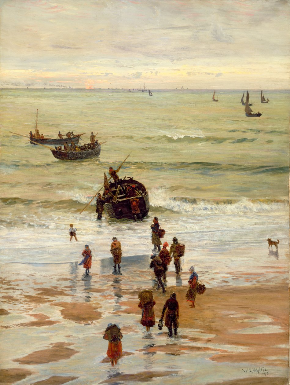 Fiskebåter legger ut fra Portel, 1872 av William Lionel Wyllie