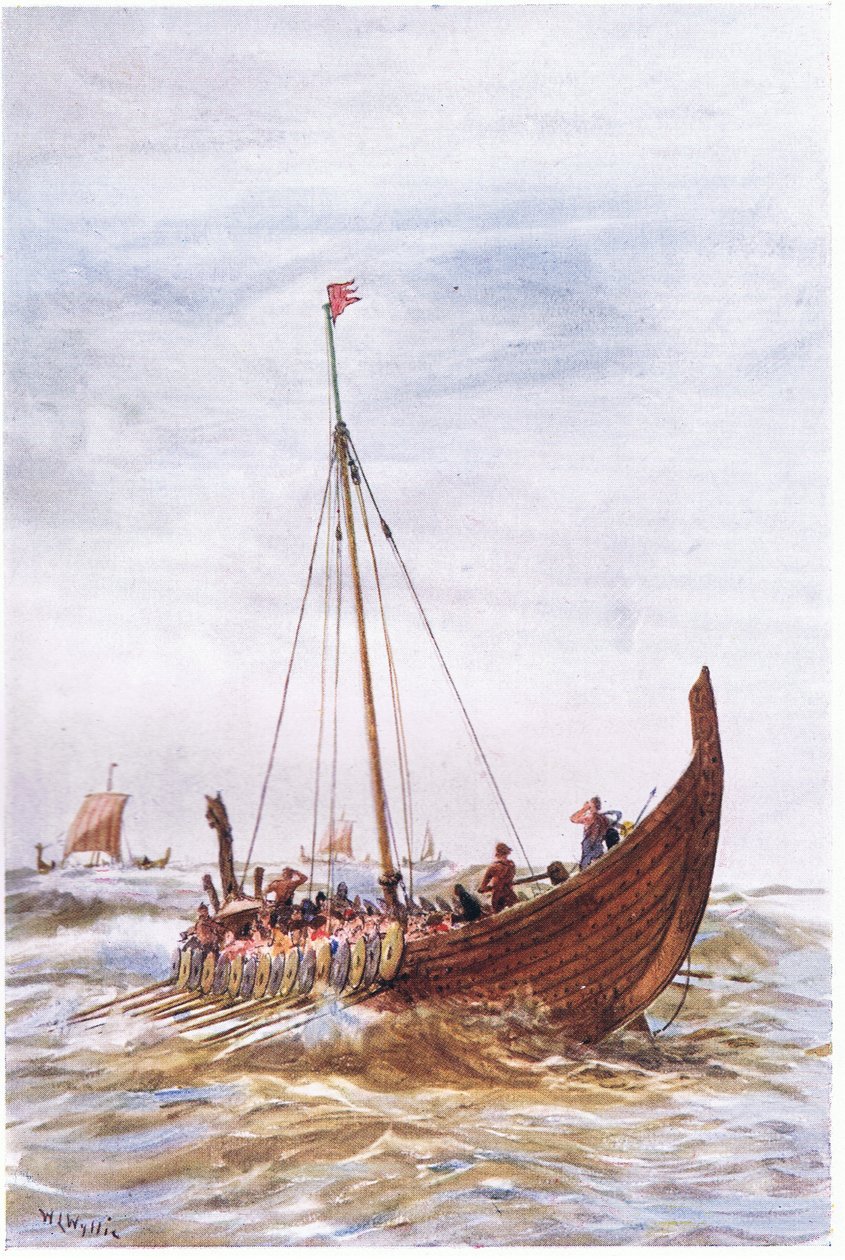 Krigsskip på kong Alfreds tid, 1915 av William Lionel Wyllie