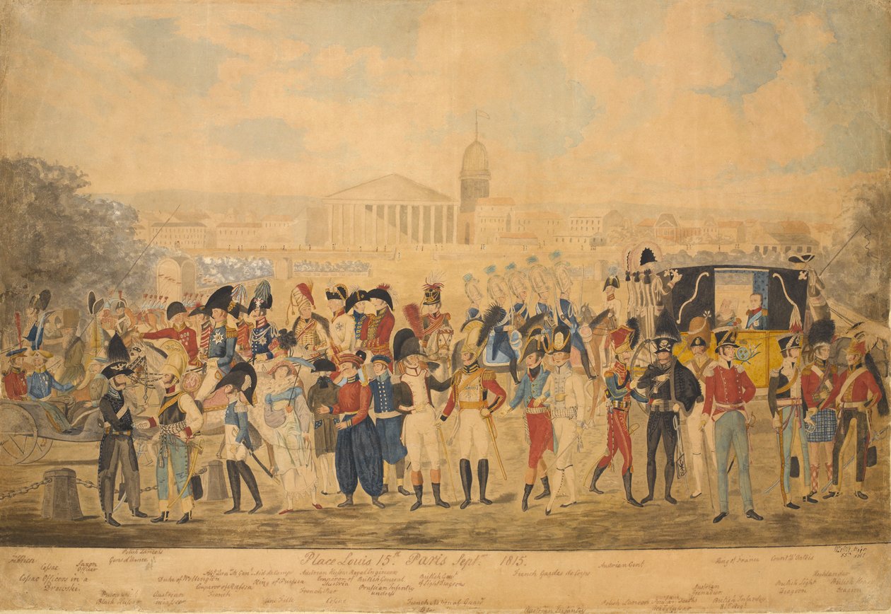 Place Louis XV, Paris, september 1815 (wc på papir) av William Loftie