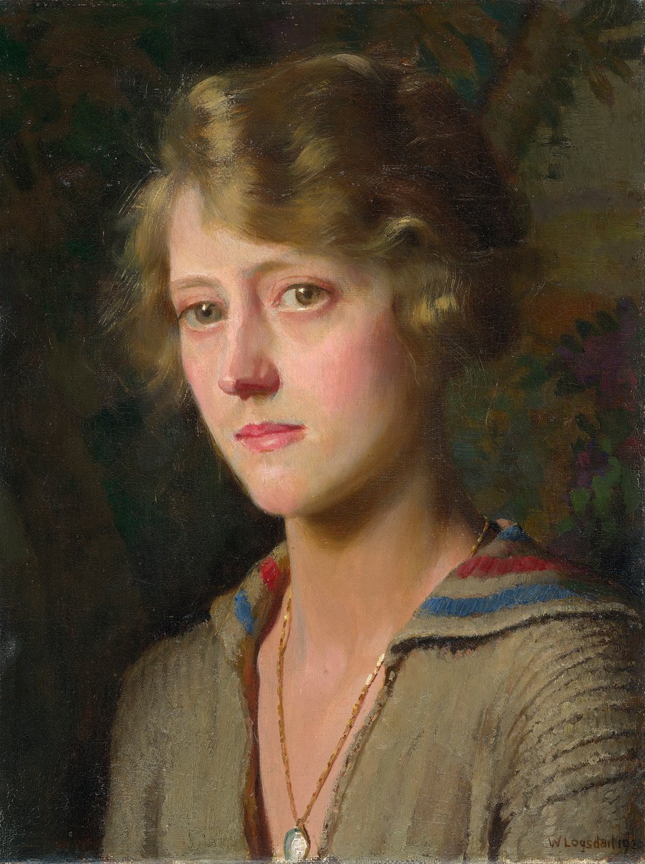 Mary, kunstnerens datter, 1920 (olje på bord lagt på panel) av William Logsdail