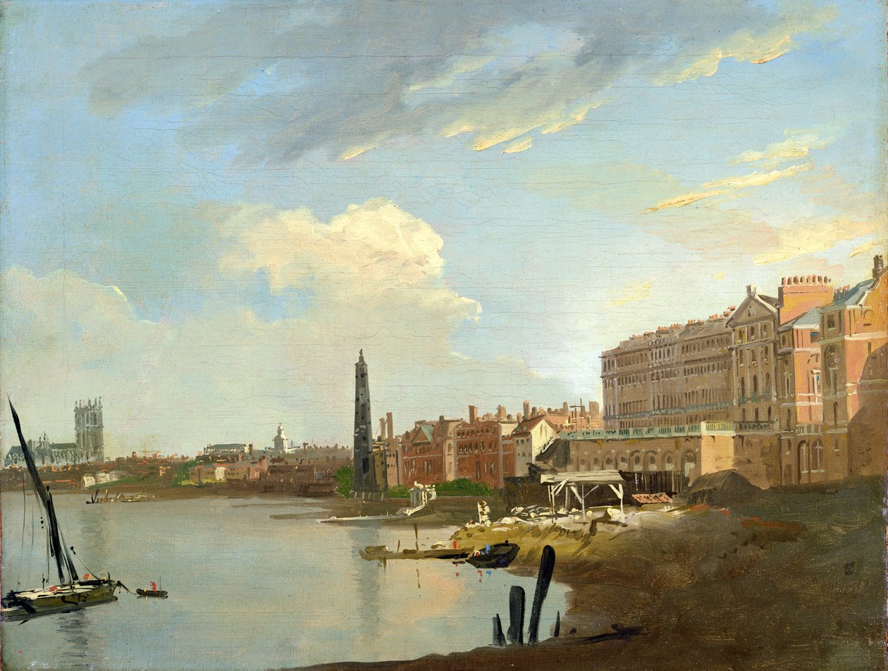 En studie av Themsen med de siste stadiene av Adelphi, 1772 av William Marlow