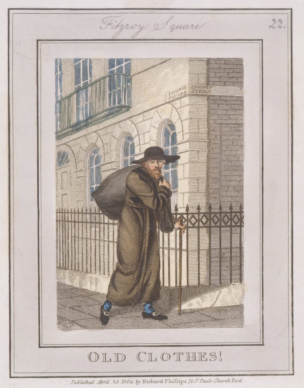 Gamle klær, fra beskrivelse av platene, som representerer de omreisende handelsmennene i London... av William Marshall after Craig