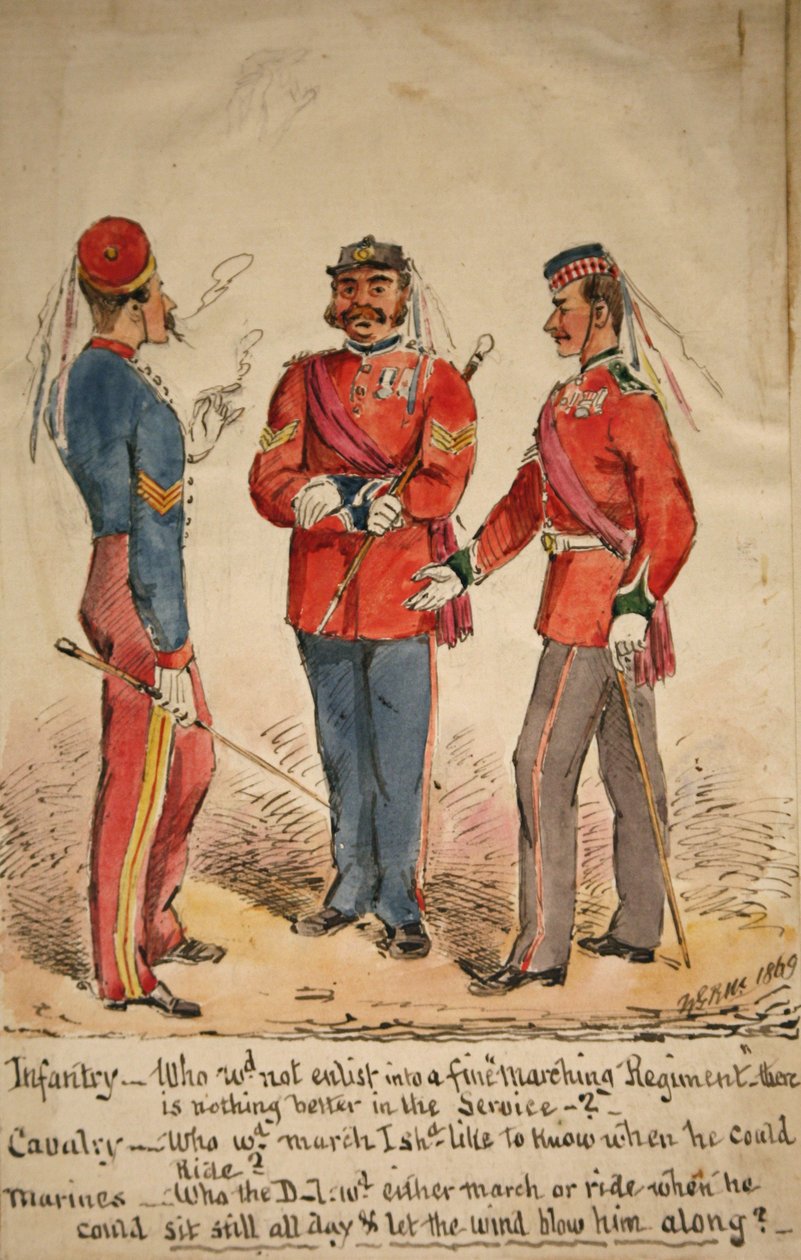 Diskusjon om infanteri, kavaleri og marinesoldater, 1869 av William Masters