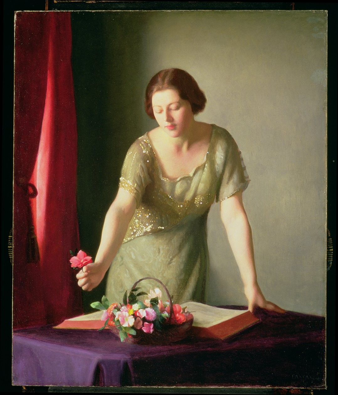 Jente som arrangerer blomster, 1922 av William McGregor Paxton