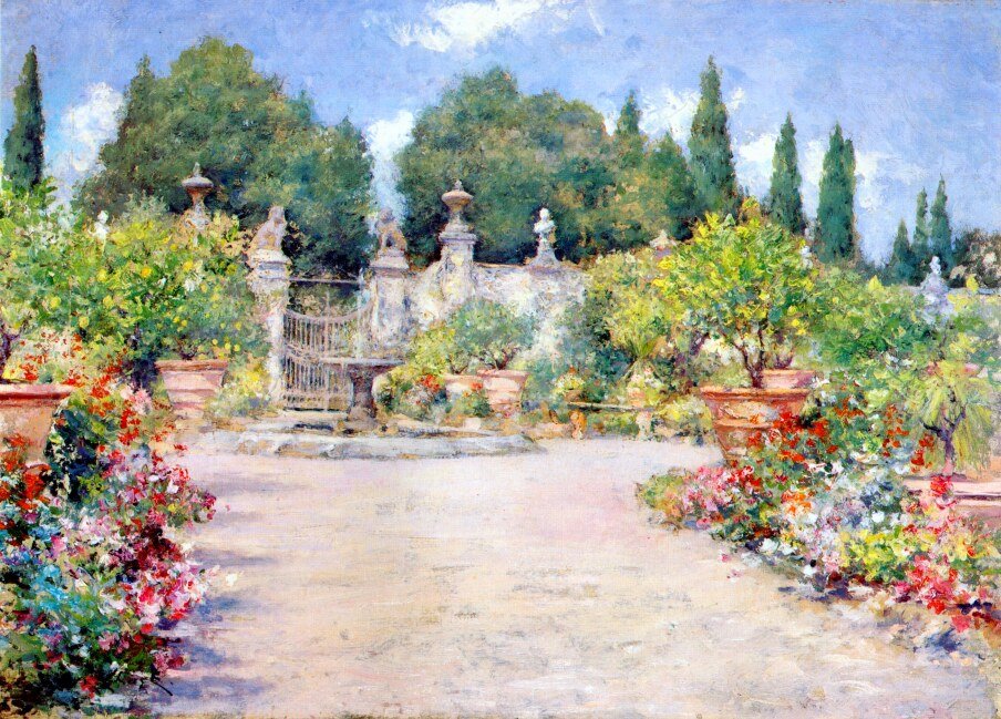 En italiensk hage av William Merritt Chase