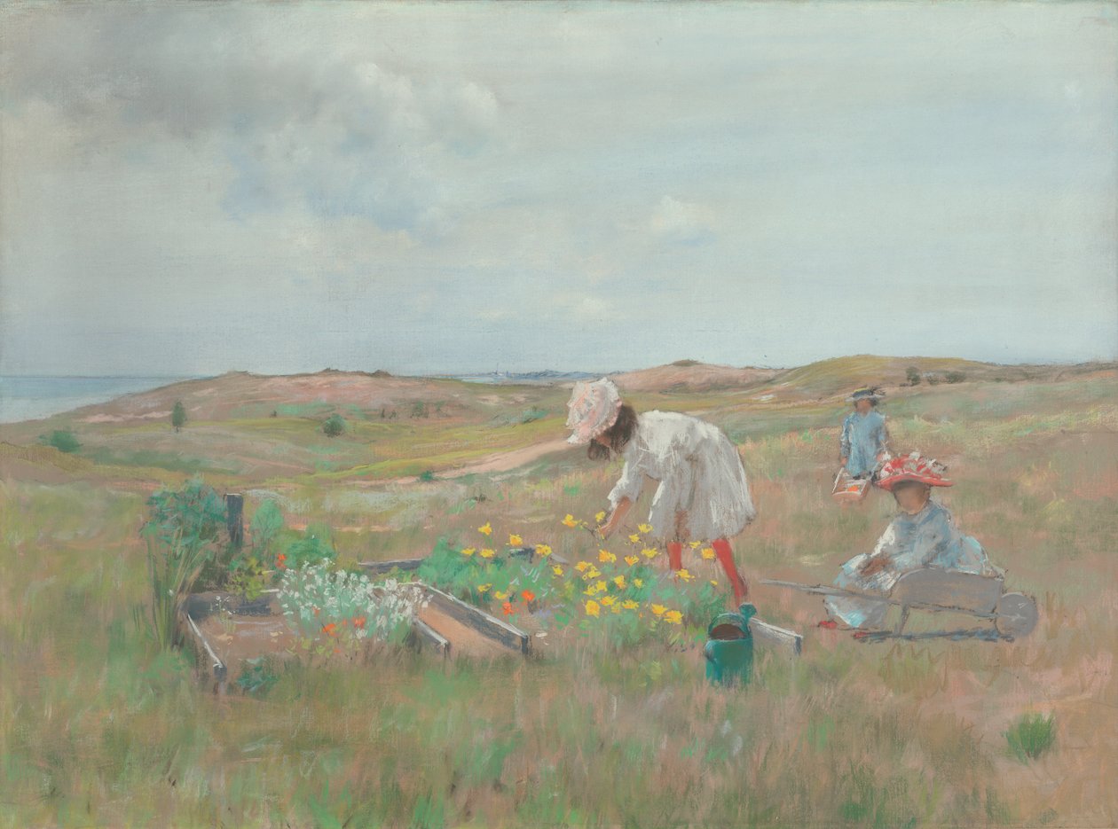 Gathering Flowers, Shinnecock, Long Island, ca. 1897 av William Merritt Chase