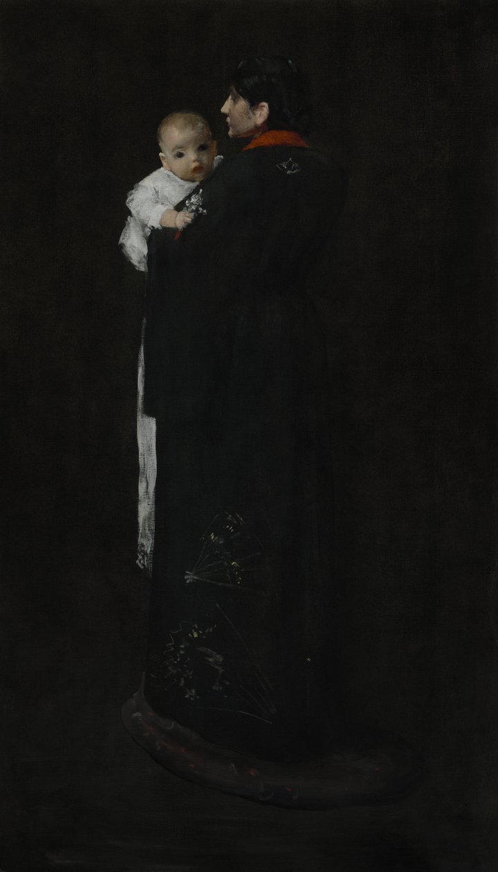Mor og barn (Det første portrettet) ca. 1888 av William Merritt Chase