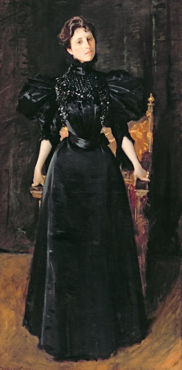 Portrett av en dame i svart, ca. 1895 av William Merritt Chase