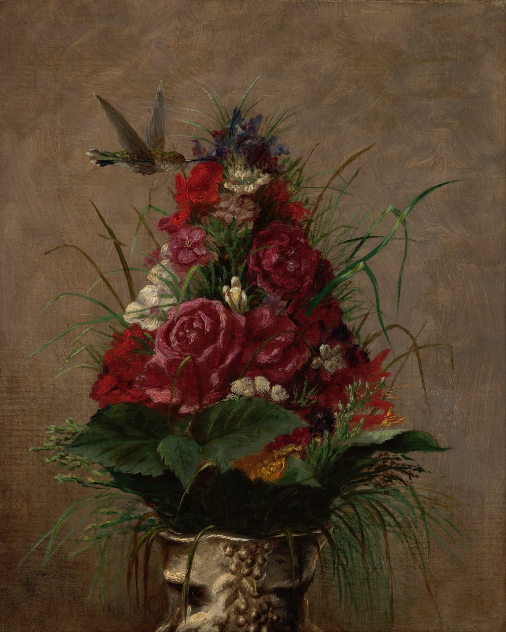 Stilleben med kolibri av William Merritt Chase