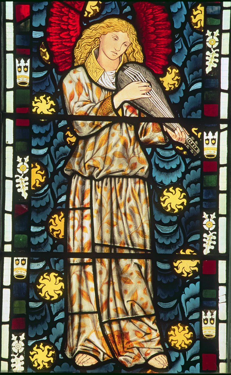 Engel med en rebec, 1869 (farget glass) (se også 54923 og 77951) av William Morris