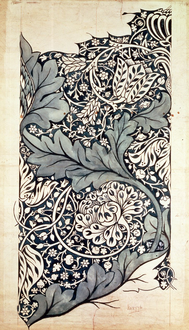 Design for Avon Chintz, ca. 1886 (penn og blekk med wc på papir) av William Morris