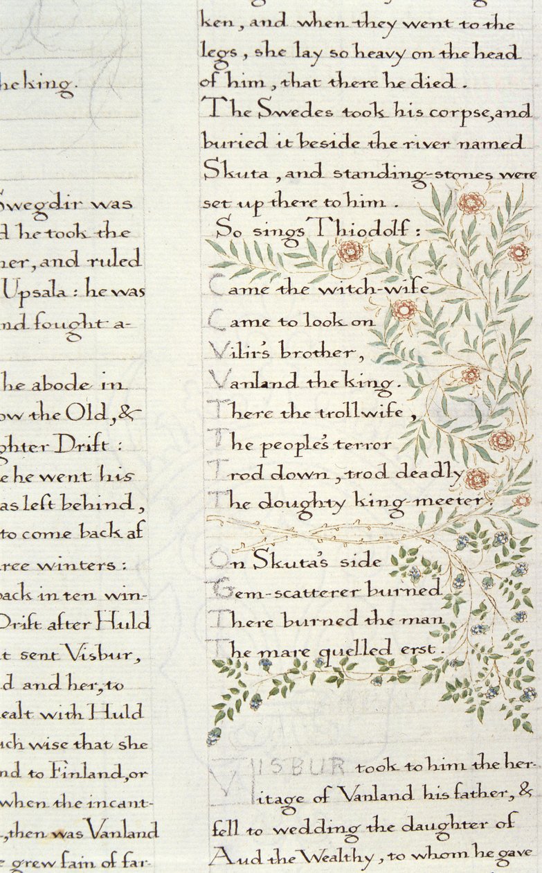 Fragment fra The Story of The Ynglings av William Morris