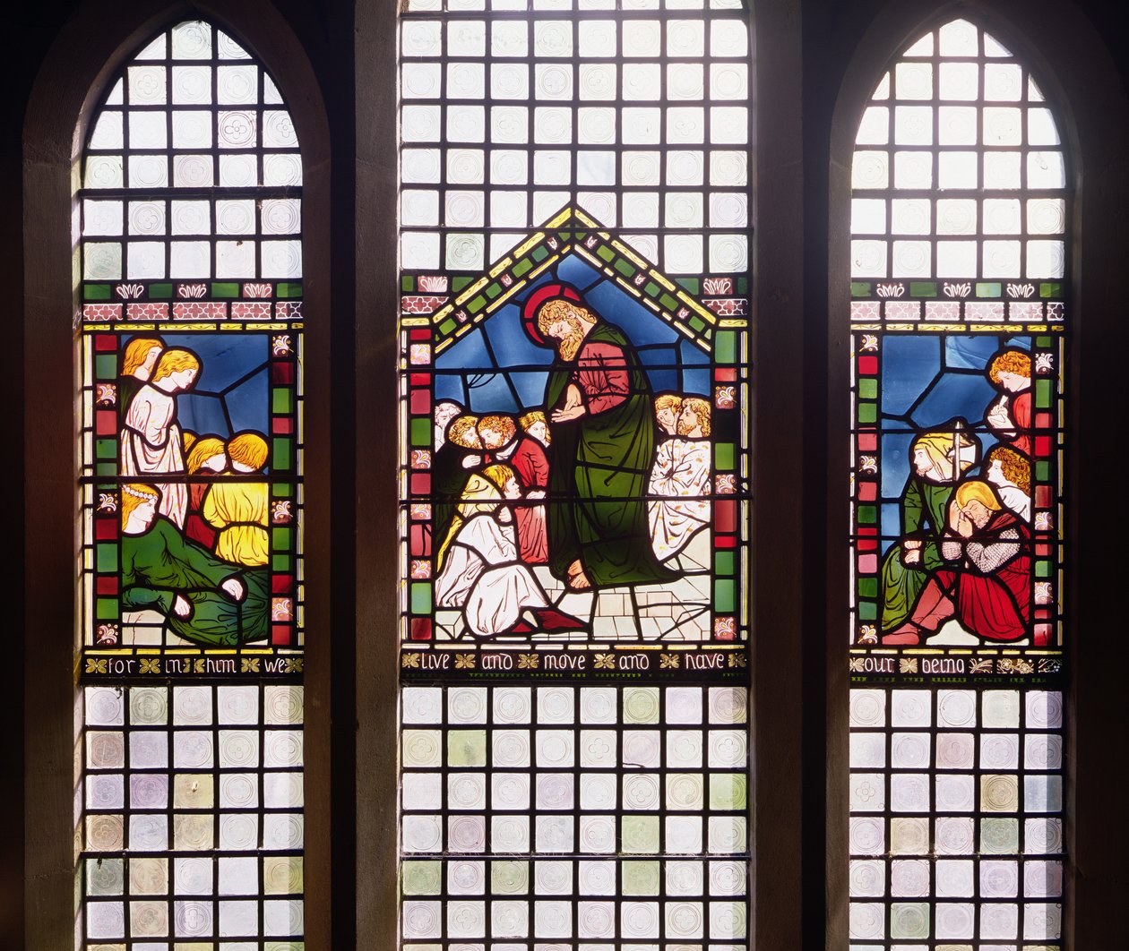 St. Paul Preaching at Athen, 1861 (farget glass) av William Morris