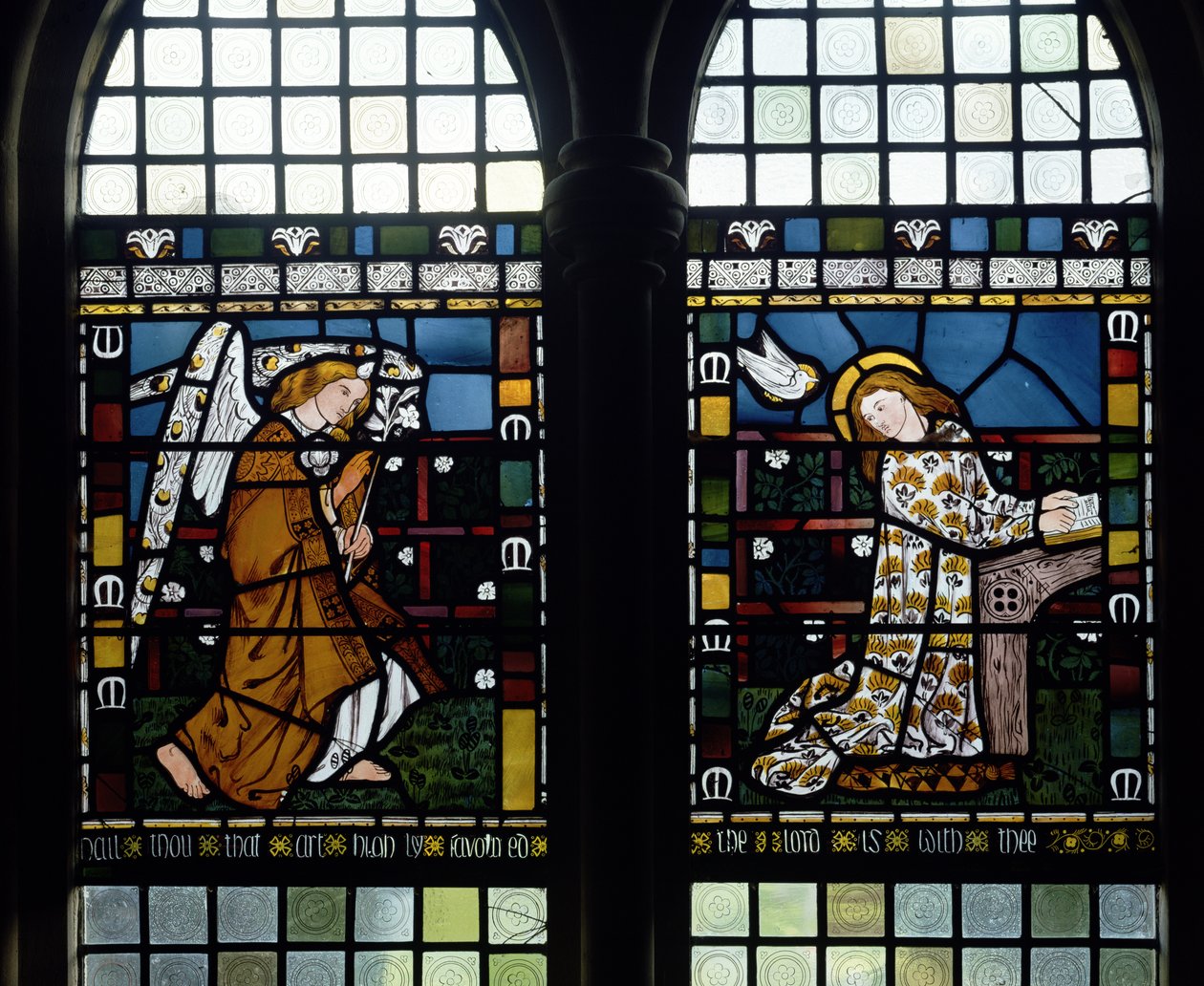 Bebudelsen, 1861 (farget glass) av William Morris
