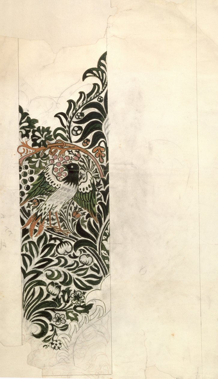 Uferdig 'Bird and Vine' treblokkdesign for tapet, 1878 av William Morris
