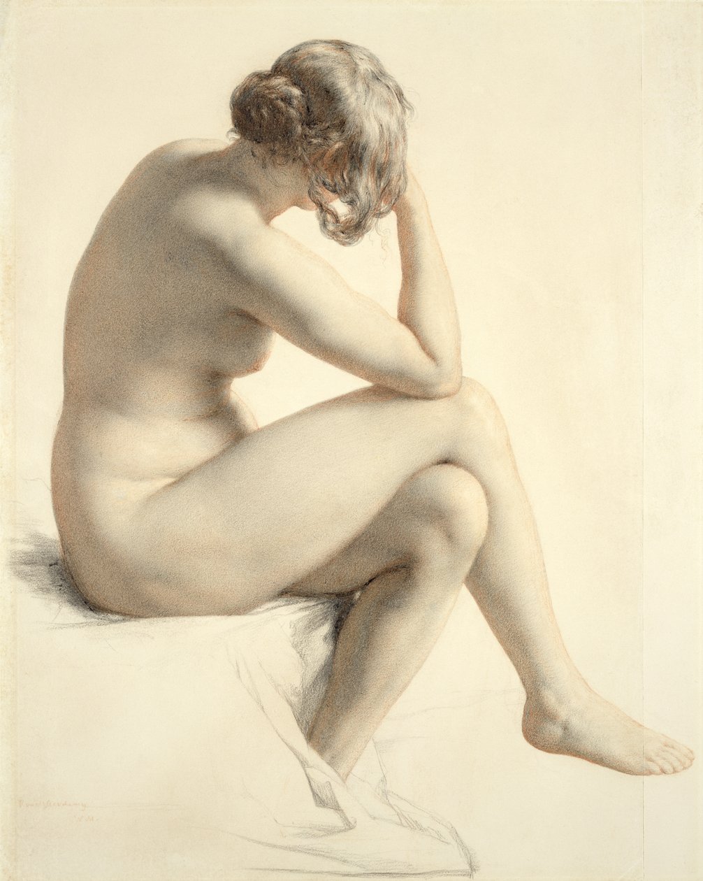 Life Study (pastell og blyant på papir) av William Mulready