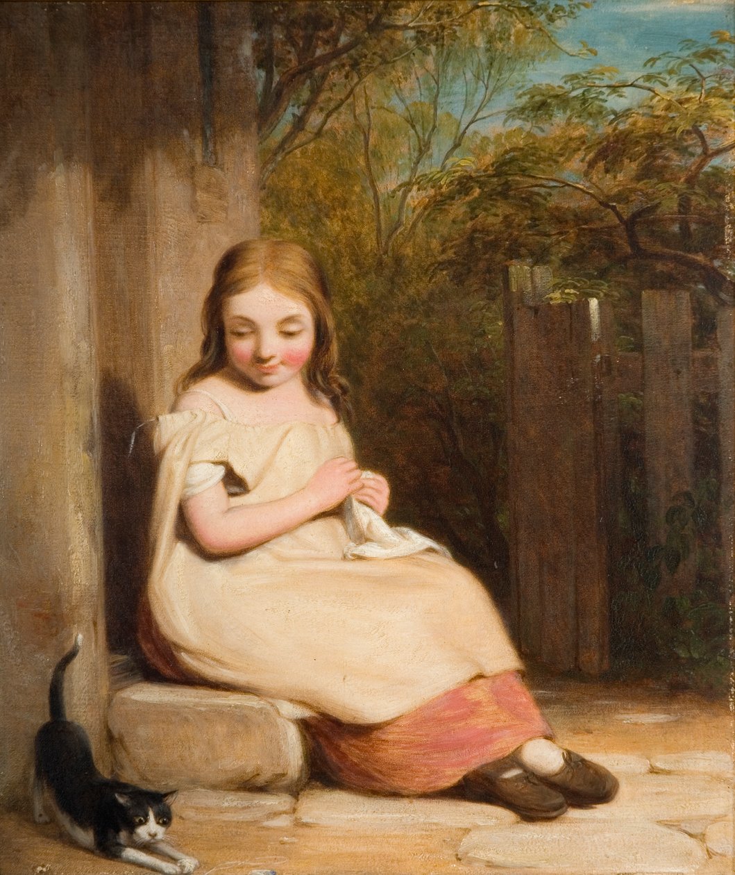 Ung jente med kattunge, av William Mulready