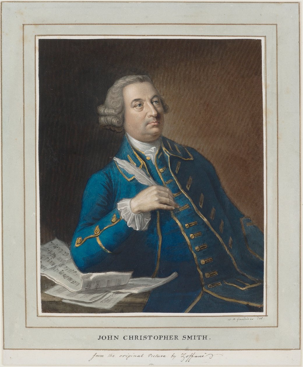 John Christopher Smith, ca. 1760 (penn og blekk og wc på papir) av William Nelson Gardiner