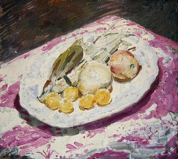 Stilleben, frukt på et fat, 1829 av William Nicholson