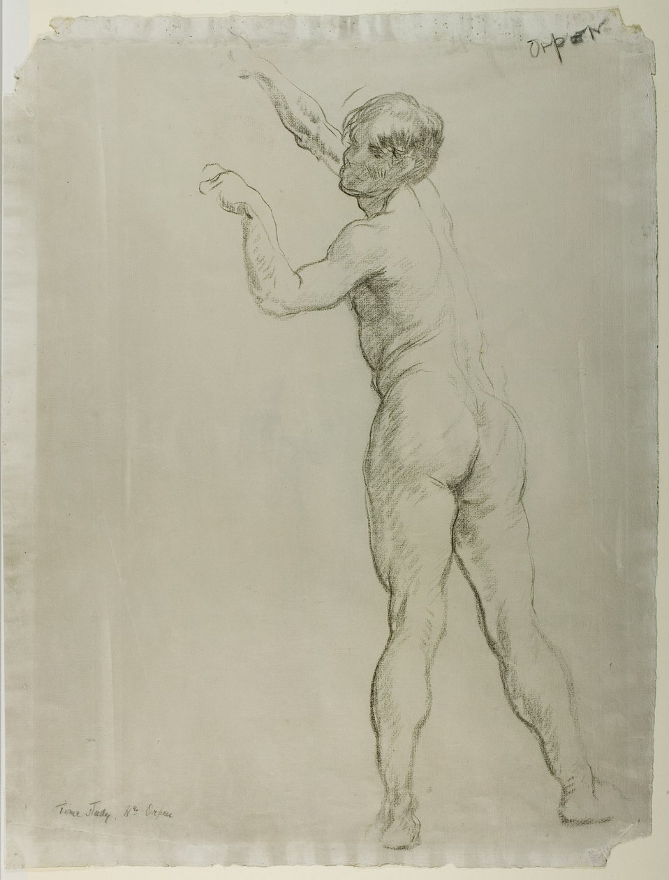 Mann naken stående (kritt på papir) av William Orpen