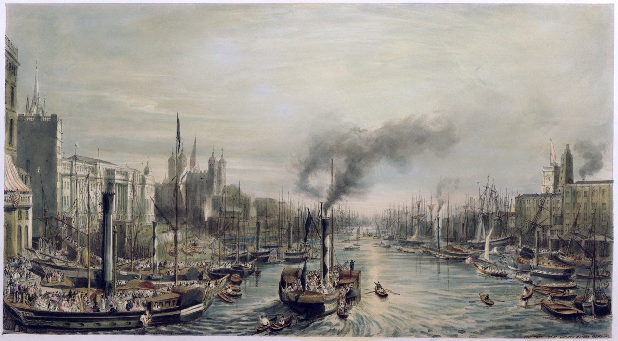 Pool of London fra London Bridge, 1841 av William Parrott