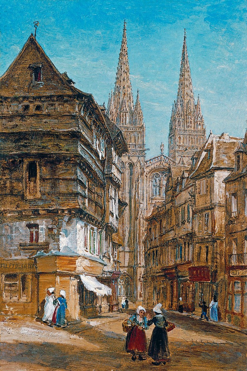 Quimper, katedralen og Kéréon-gaten av William Parrott