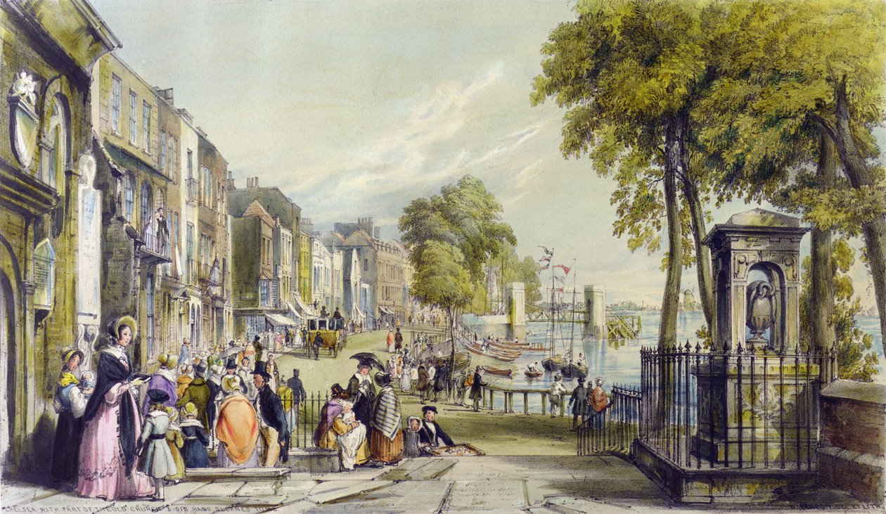 Utsikt over Cheyne Walk, Chelsea, 1840 av William Parrott