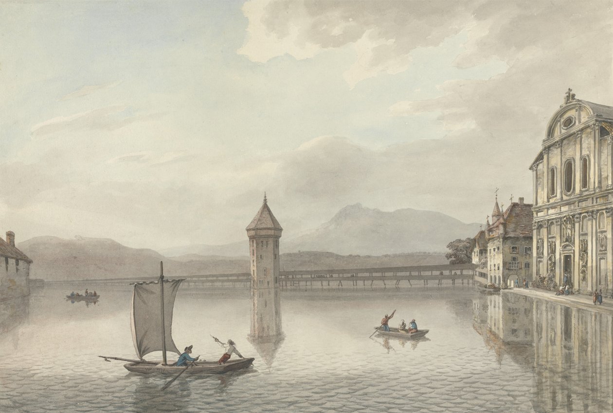 A View at Lucerne (penn og blekk med wc over grafitt på papir) av William Pars