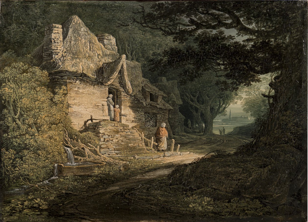 En hytte ved en skogssti, 1797 av William Payne