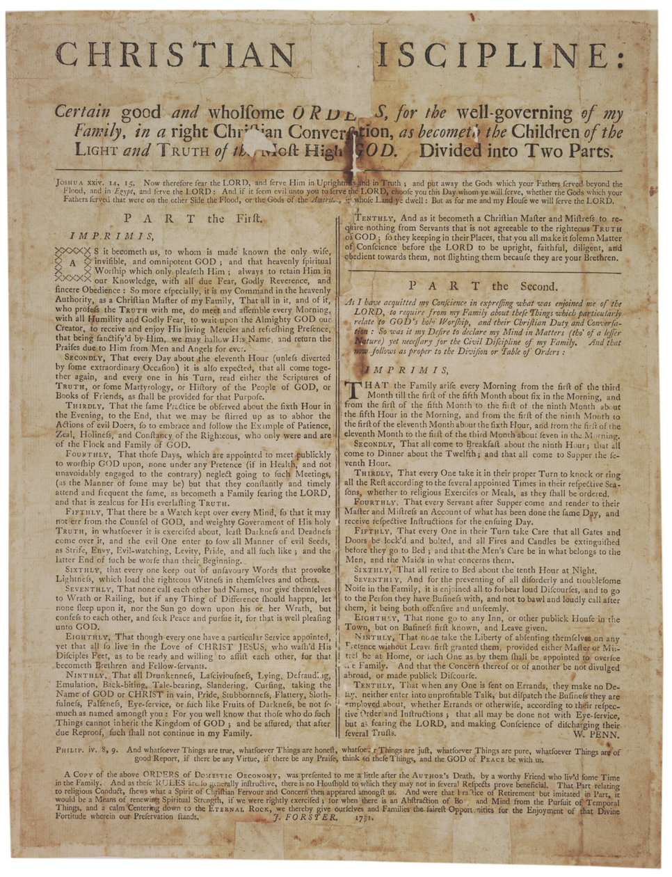 Kristen disiplin: Visse gode og sunne ordrer for god styring av min familie..., 1751 av William Penn