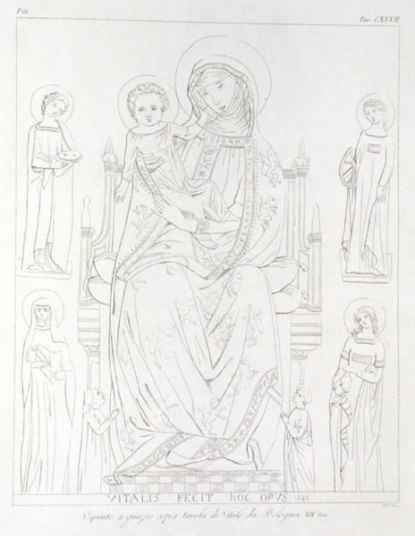Madonna og barn med St. Agatha, St. Catherine, St. Agnes, St. Apollonia etter den originale tegningen av Jean Baptiste Louis Georges Seroux DAgincourt (1730-1814), 1847 av William Pitt
