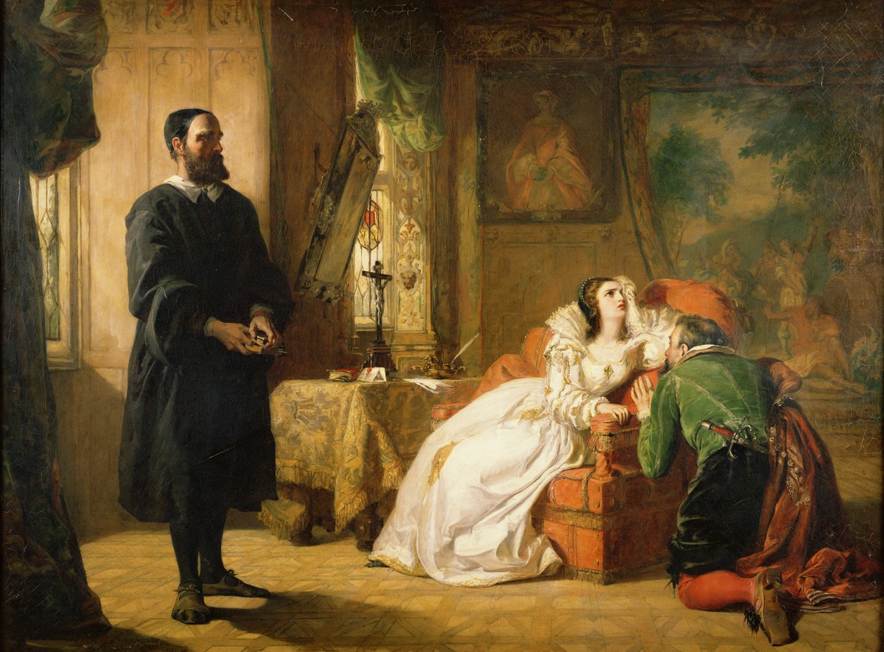 John Knox (1512–72) Reproving Mary, Queen of Scots (1542–87), midten av 1800-tallet av William Powell Frith