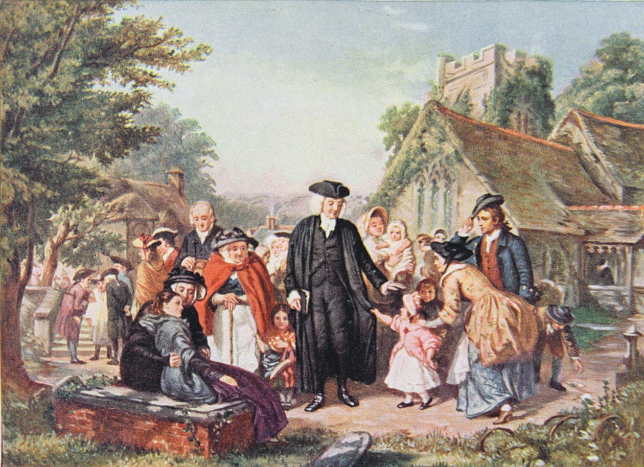 The Village Clergyman, illustrasjon fra 'Lives of Great Men Told by Great Men', redigert av Richard Wilson, ca. 1920-tallet av William Powell Frith